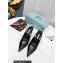Prada Heel 8.5cm leather iconic triangle logo slingback pumps Brushed Black