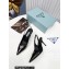 Prada Heel 8.5cm leather iconic triangle logo slingback pumps Brushed Black