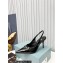 Prada Heel 8.5cm leather iconic triangle logo slingback pumps Brushed Black