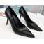 Prada Heel 8.5cm leather iconic triangle logo pumps Black