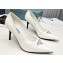 Prada Heel 8.5cm leather iconic triangle logo pumps Brushed White
