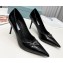 Prada Heel 8.5cm leather iconic triangle logo pumps Brushed Black