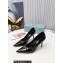 Prada Heel 8.5cm leather iconic triangle logo pumps Brushed Black