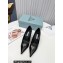 Prada Heel 8.5cm leather iconic triangle logo pumps Brushed Black