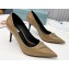 Prada Heel 8.5cm leather iconic triangle logo pumps Brushed Camel