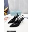 Prada Heel 8.5cm iconic triangle logo slingback pumps with Crystals Black