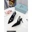 Prada Heel 8.5cm iconic triangle logo slingback pumps with Crystals Black