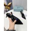 Prada Heel 8.5cm iconic triangle logo slingback pumps with Crystals Black