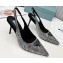 Prada Heel 8.5cm iconic triangle logo slingback pumps with Crystals Silver