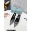 Prada Heel 8.5cm iconic triangle logo slingback pumps with Crystals Silver