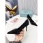 Prada Heel 8.5cm leather iconic triangle logo pumps with Crystals Black