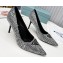 Prada Heel 8.5cm iconic triangle logo pumps with Crystals Silver