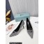 Prada Heel 8.5cm iconic triangle logo pumps with Crystals Silver