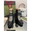 Gucci Heel 9cm Platform 2cm GG ankle boots with buckles 701100 Black/Beige 2022