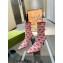Gucci Heel 7.5cm GG knit ankle boots ‎718378 Black/Pink 2022