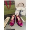 Gucci Heel 7.5cm Sandals with Crystals and Double G Metallic Fuchsia 2022