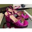 Gucci Heel 7.5cm Sandals with Crystals and Double G Metallic Fuchsia 2022