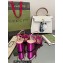 Gucci Heel 7.5cm Sandals with Crystals and Double G Metallic Fuchsia 2022