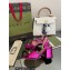 Gucci Heel 7.5cm Sandals with Crystals and Double G Metallic Fuchsia 2022