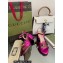 Gucci Heel 7.5cm Sandals with Crystals and Double G Metallic Fuchsia 2022
