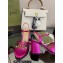 Gucci Heel 7.5cm Sandals with Crystals and Double G Metallic Fuchsia 2022