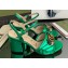 Gucci Heel 7.5cm Sandals with Crystals and Double G Metallic Green 2022