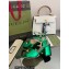 Gucci Heel 7.5cm Sandals with Crystals and Double G Metallic Green 2022
