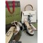 Gucci Heel 7.5cm Sandals with Crystals and Double G Metallic Silver 2022