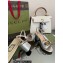 Gucci Heel 7.5cm Sandals with Crystals and Double G Metallic Silver 2022
