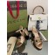 Gucci Heel 7.5cm Sandals with Crystals and Double G Metallic Gold 2022
