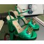 Gucci Heel 10.5cm Sandals with Crystals and Double G Metallic Green 2022