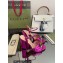 Gucci Heel 10.5cm Sandals with Crystals and Double G Metallic Fuchsia 2022