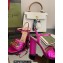 Gucci Heel 10.5cm Sandals with Crystals and Double G Metallic Fuchsia 2022