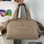Prada Perforated logo Leather Handbag 1BH078 Camel 2022