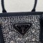 Prada Galleria satin Small bag with crystals 1BA896 Black
