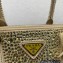 Prada Galleria satin Small bag with crystals 1BA896 Apricot