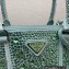 Prada Galleria satin Small bag with crystals 1BA896 Light Green