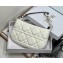 Dior Mini Caro Tulip Bag in Quilted Macrocannage Calfskin White