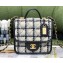 Chanel Small Flap Bag with Top Handle AS3652 Wool Tweed Black/White 2022