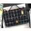 Chanel Small Flap Bag with Top Handle AS3653 Wool Tweed Check Black 2022