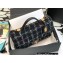 Chanel Small Flap Bag with Top Handle AS3653 Wool Tweed Check Black 2022