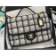Chanel Small Flap Bag with Top Handle AS3653 Wool Tweed Black/White 2022