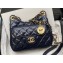 Chanel Shiny Crumpled Calfskin Small Hobo Bag AS3710 Navy Blue 2022