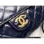 Chanel Shiny Crumpled Calfskin Small Hobo Bag AS3710 Navy Blue 2022