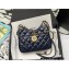Chanel Shiny Crumpled Calfskin Small Hobo Bag AS3710 Navy Blue 2022