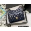 Chanel Shiny Crumpled Calfskin Hobo Handbag AS3690 Navy Blue 2022
