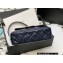Chanel Shiny Crumpled Calfskin Hobo Handbag AS3690 Navy Blue 2022