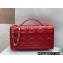 Lady Dior Top Handle Clutch Bag in Cannage Calfskin Red
