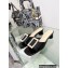 Dior Idylle Heel 3.5cm Slides in White Resin Pearls and Patent Calfskin Black 2023