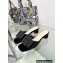 Dior Idylle Heel 3.5cm Slides in Grosgrain and Black Cotton Embroidered with Strass 2023